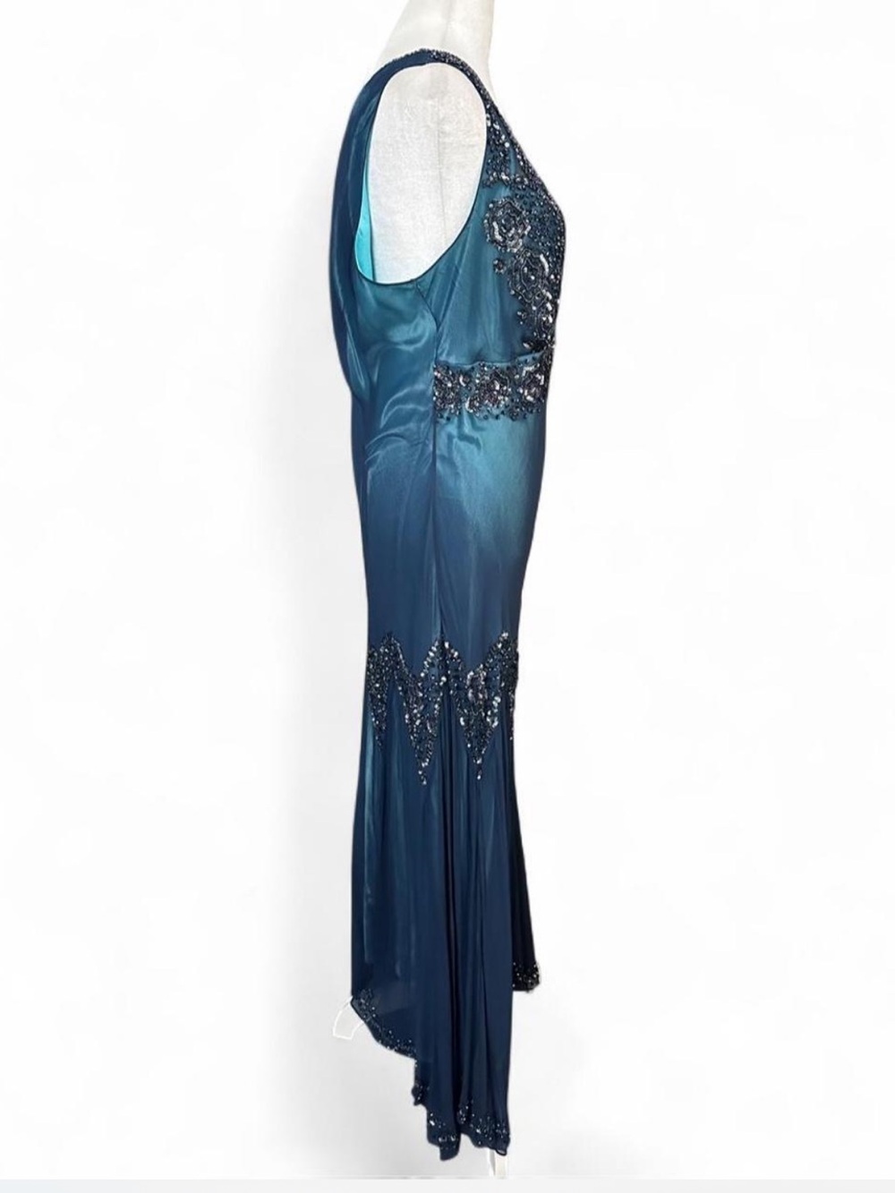 Adrianna Papell silk and beaded 20s style formal dress - Picture 3 of 9